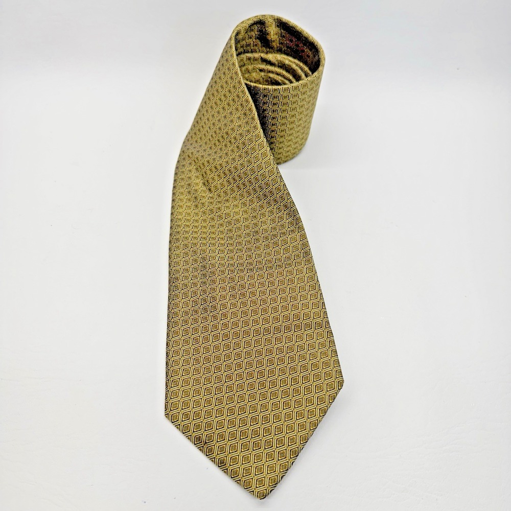 Tie Rack The Windsor Collection Necktie Mens OS Gold Geometric Silk Italian Luxe